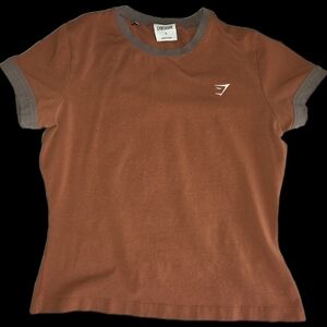 Gymshark Brown Fitted Polo T-Shirt Short Sleeve